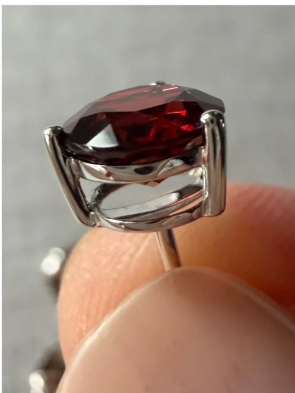 Pair | 14K White Gold Deep Brilliant Red Gemstone Stud Earrings